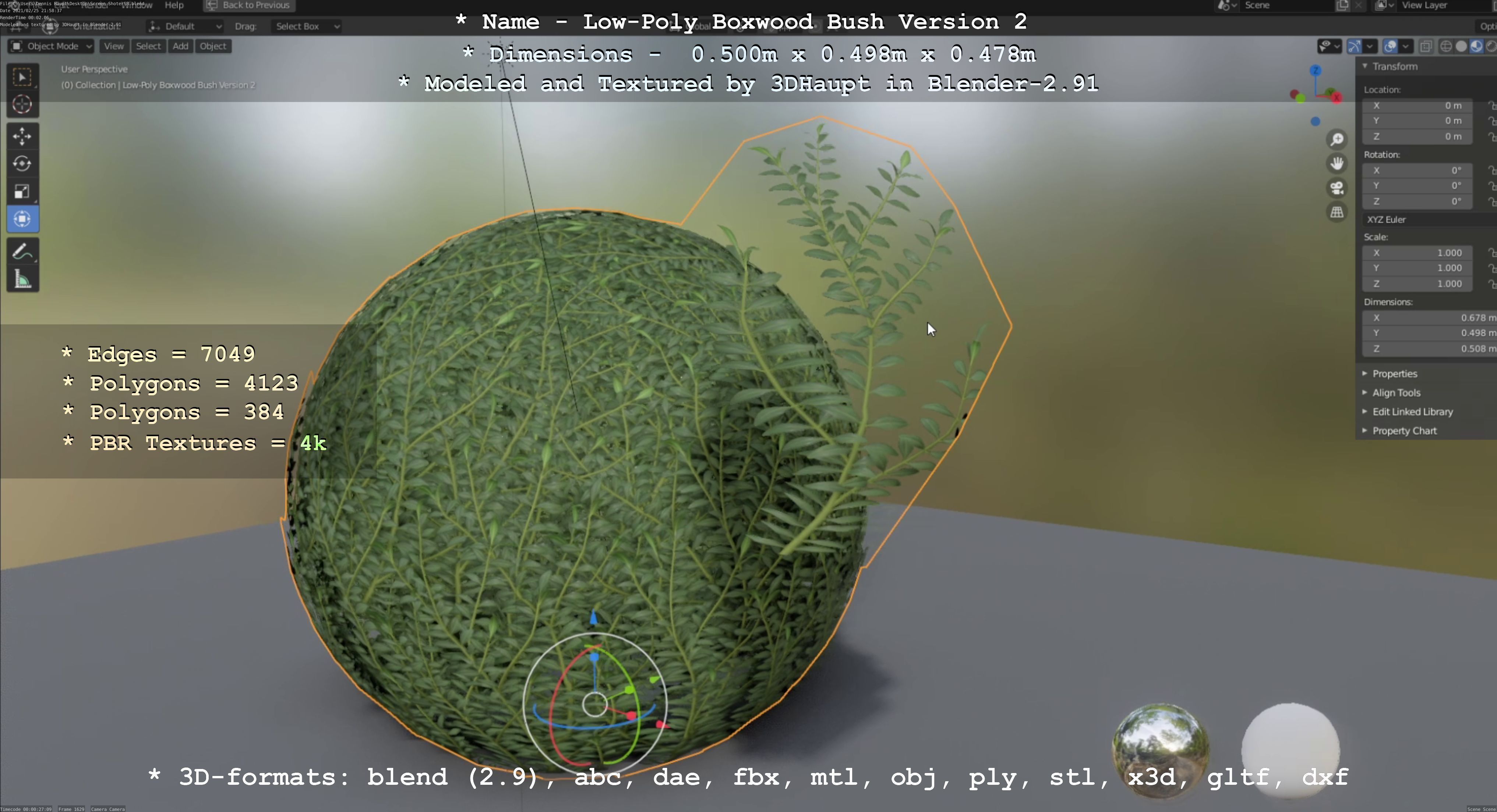 Low-Poly Boxwood Bush Version 2 Low-poly 3D model_99