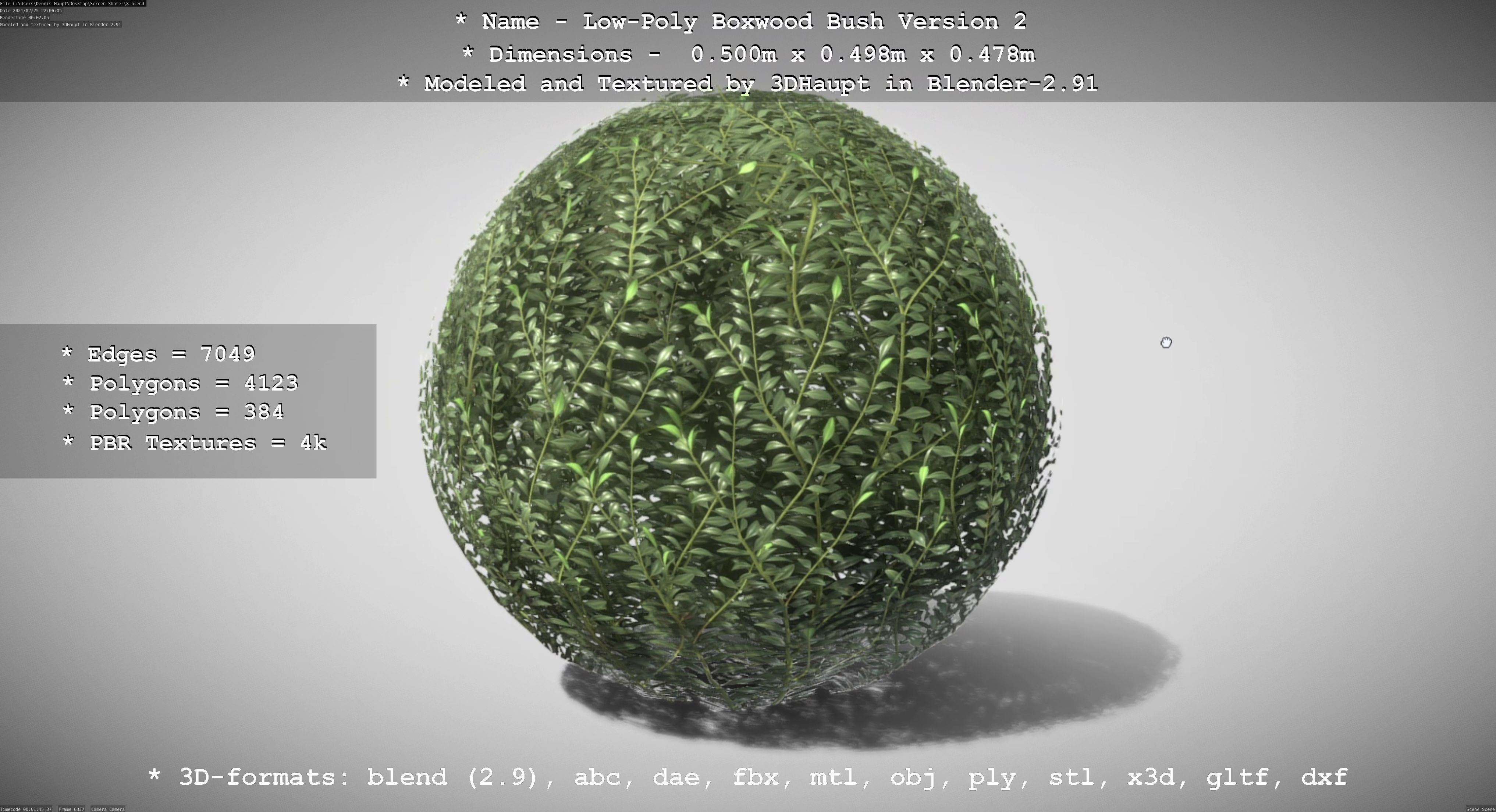 Low-Poly Boxwood Bush Version 2 Low-poly 3D model_59