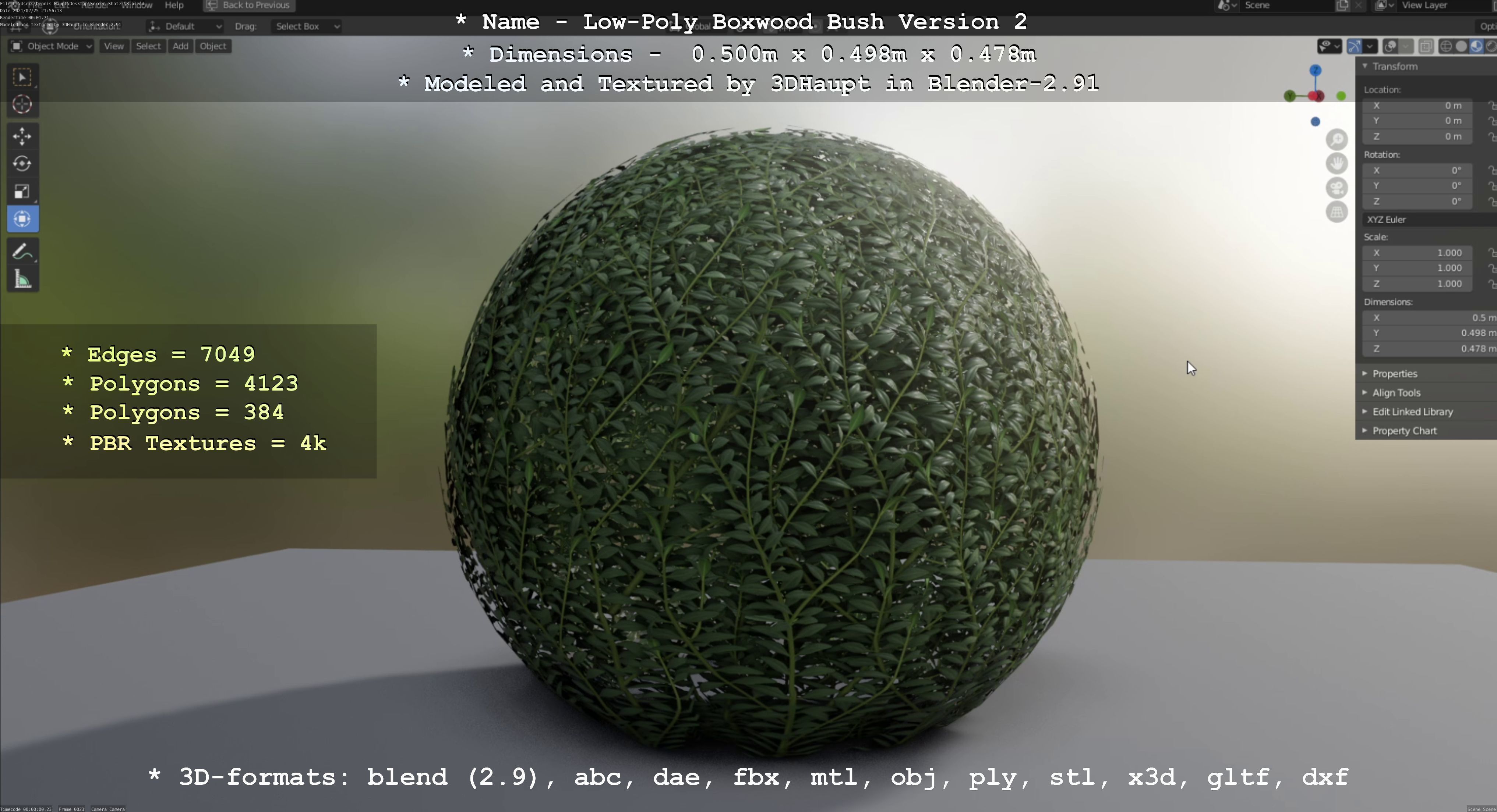 Low-Poly Boxwood Bush Version 2 Low-poly 3D model_61