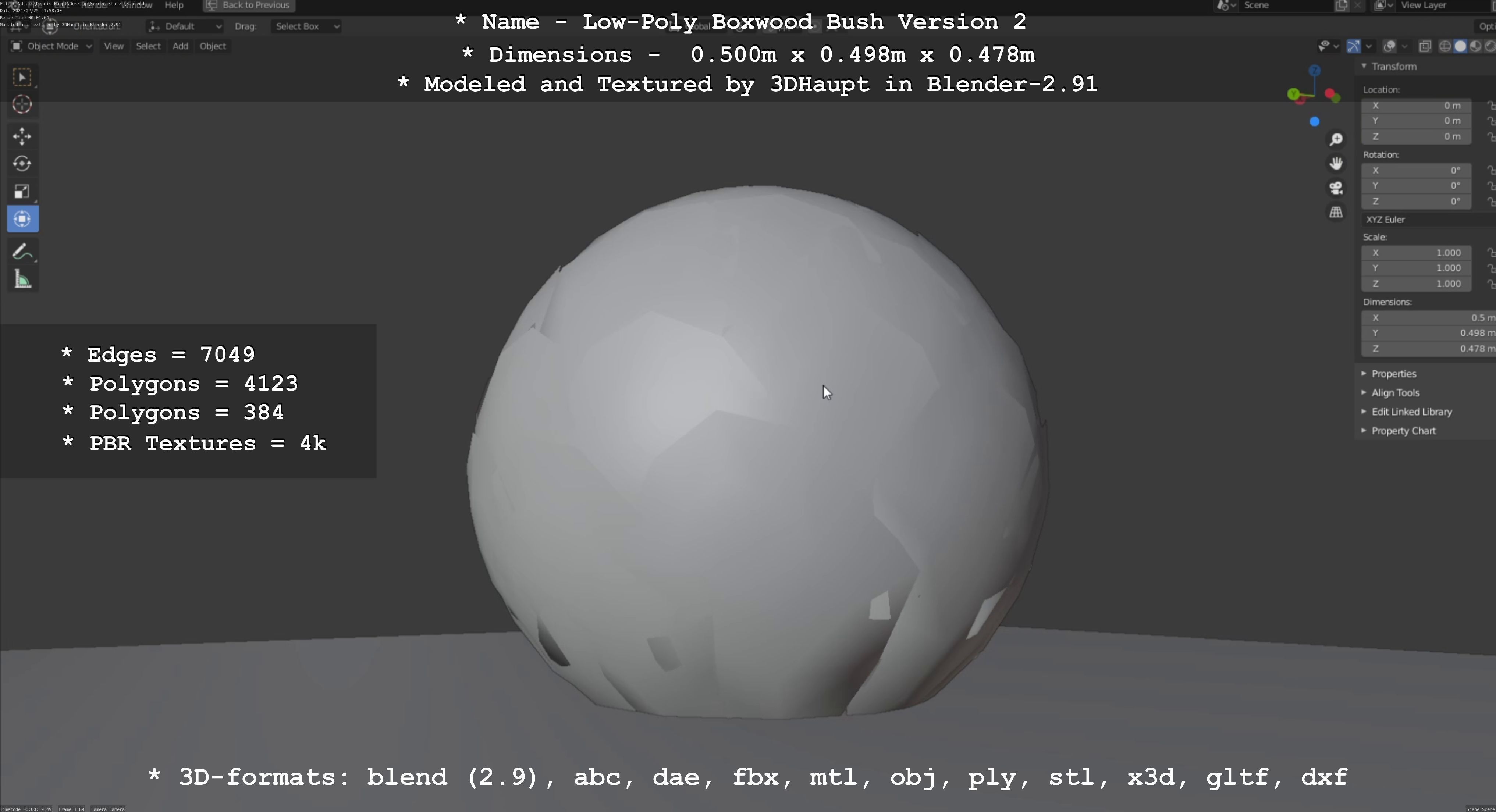 Low-Poly Boxwood Bush Version 2 Low-poly 3D model_88