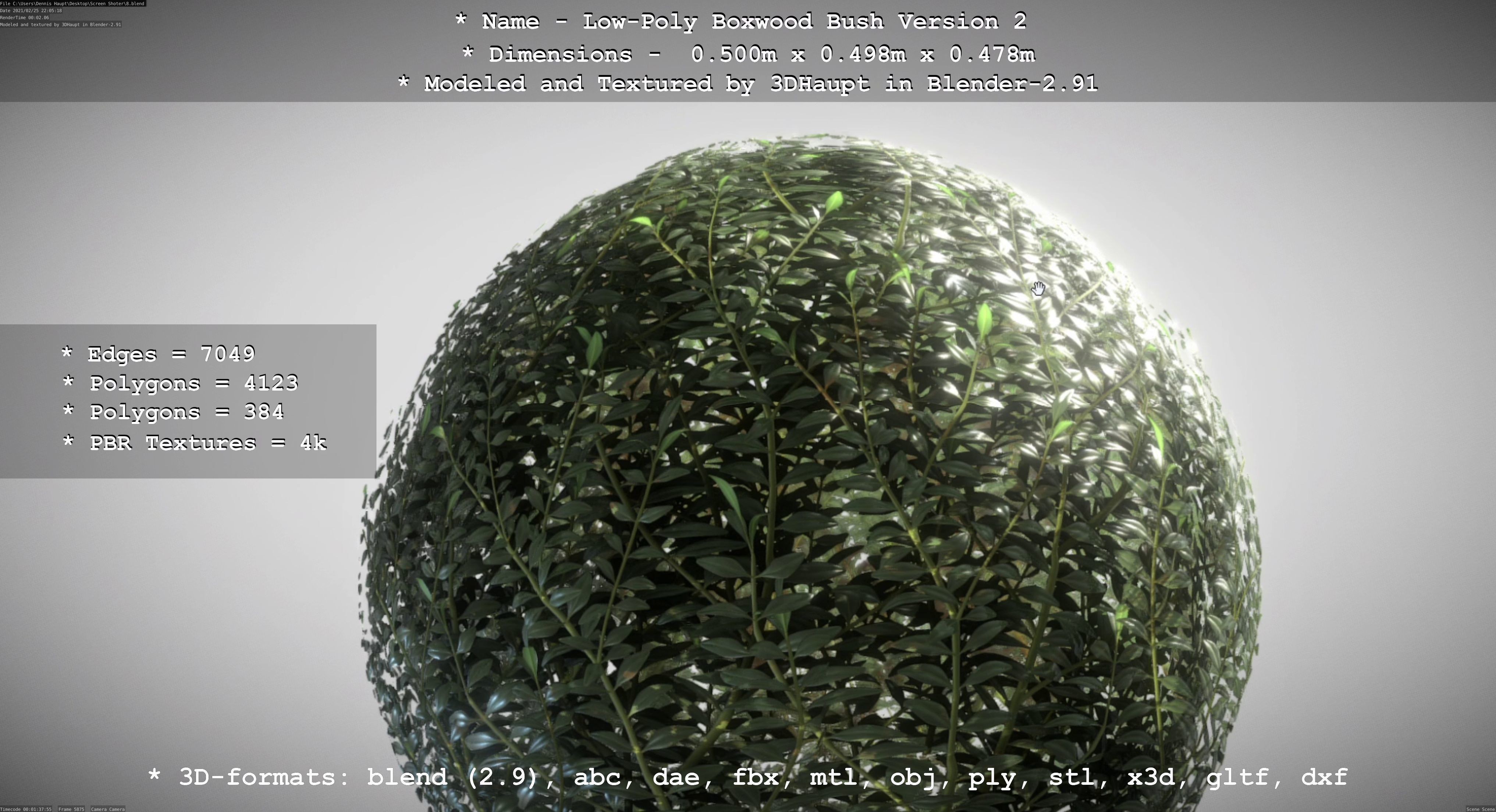 Low-Poly Boxwood Bush Version 2 Low-poly 3D model_48