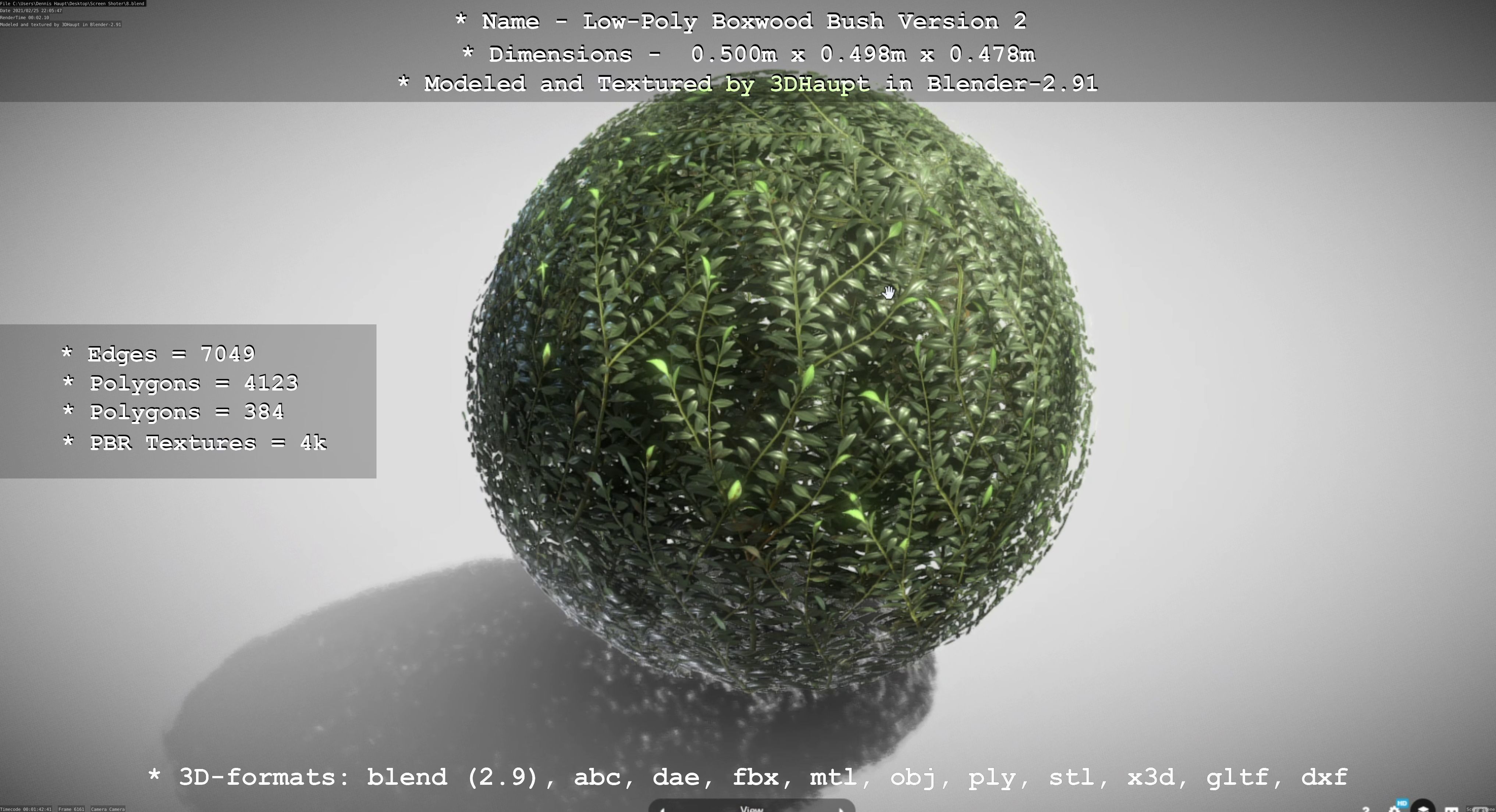 Low-Poly Boxwood Bush Version 2 Low-poly 3D model_55