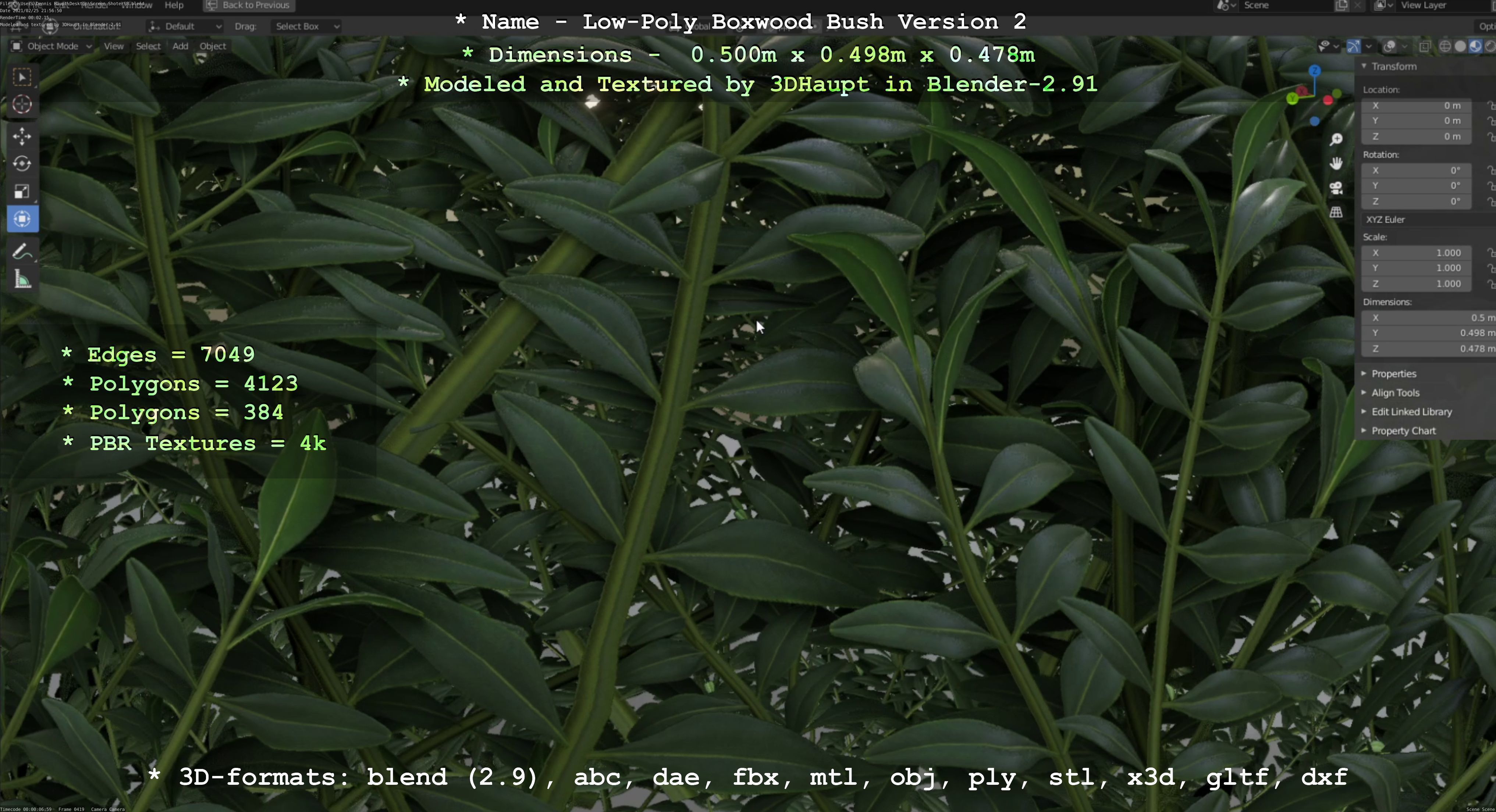 Low-Poly Boxwood Bush Version 2 Low-poly 3D model_7