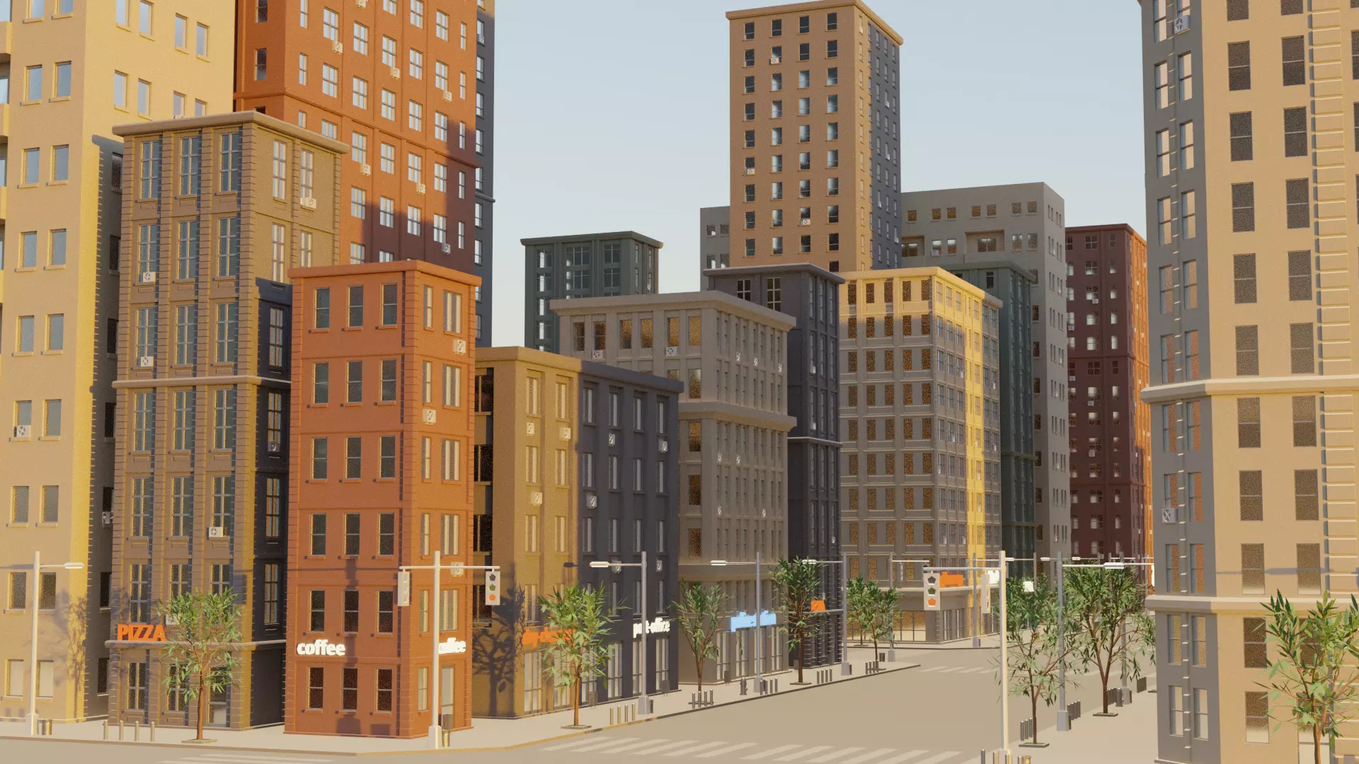 Simple City Low-poly 3D model