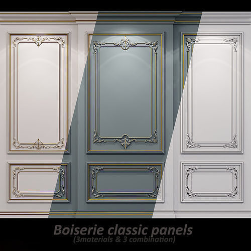 Wall molding 21 Boiserie classic panels Low-poly 3D model