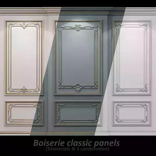Wall molding 21 Boiserie classic panels Low-poly 3D model