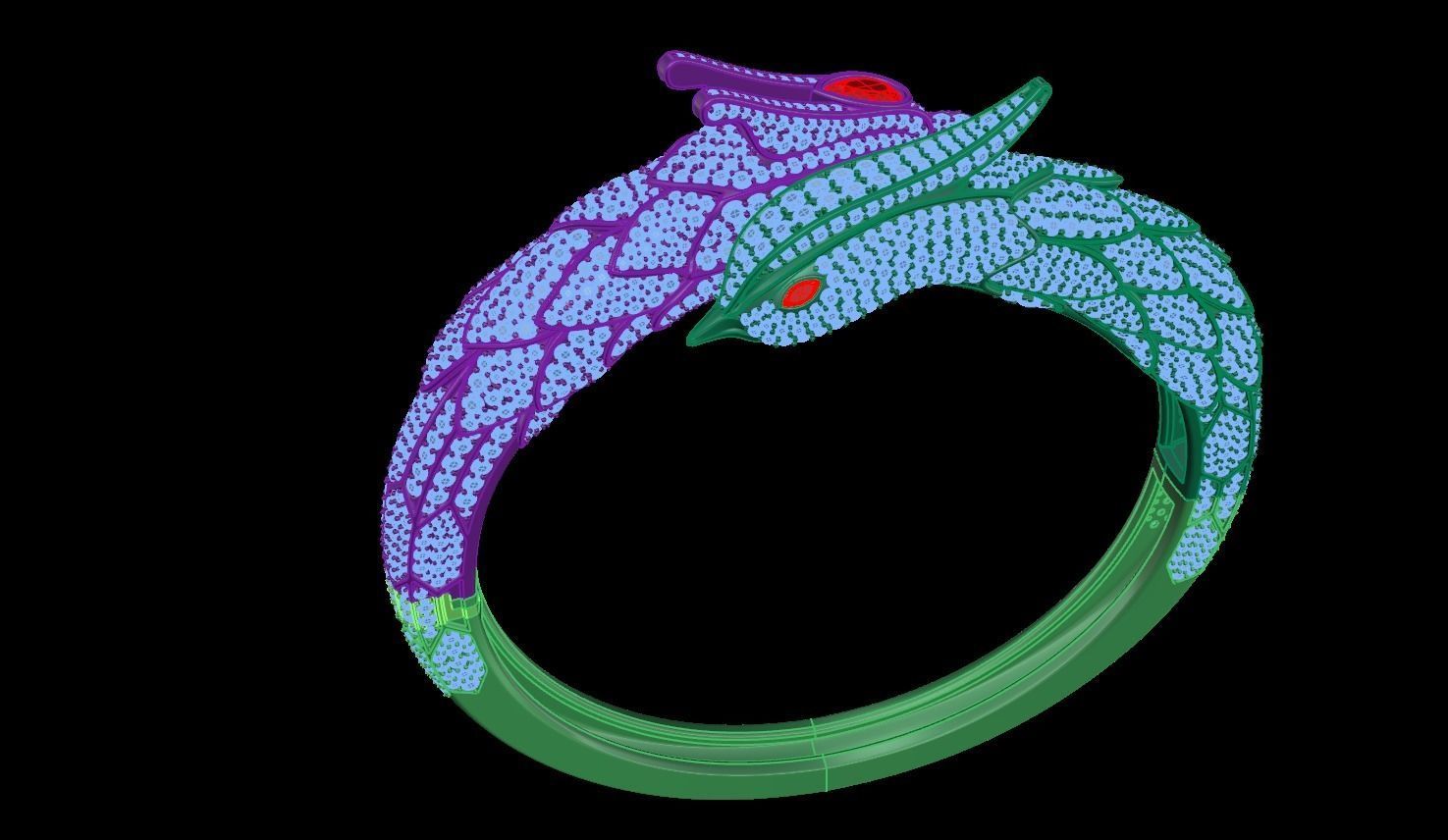 dragon bangle bracelet 3D print model_4