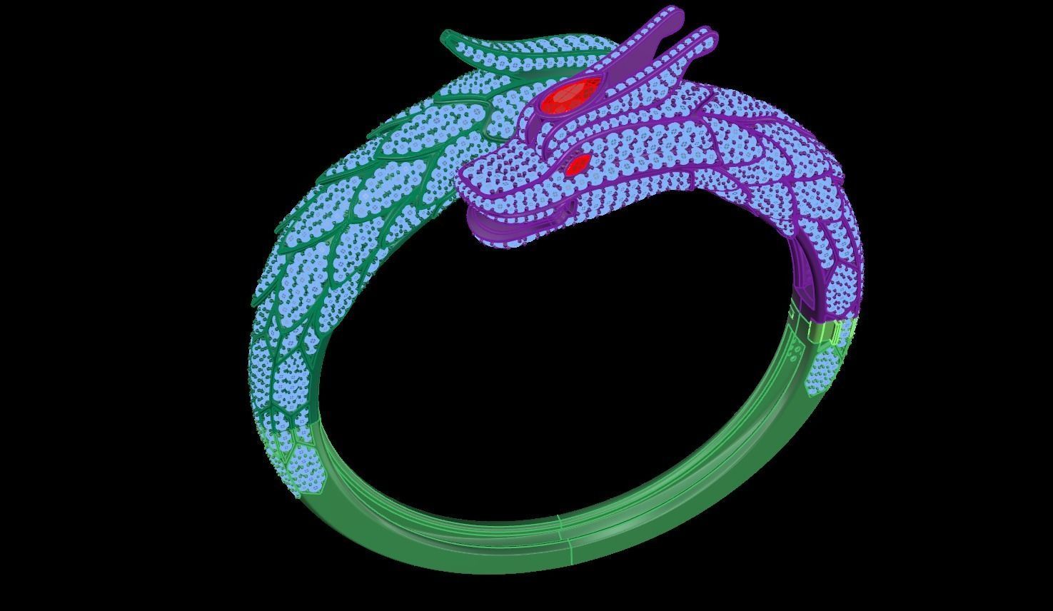 dragon bangle bracelet 3D print model_6