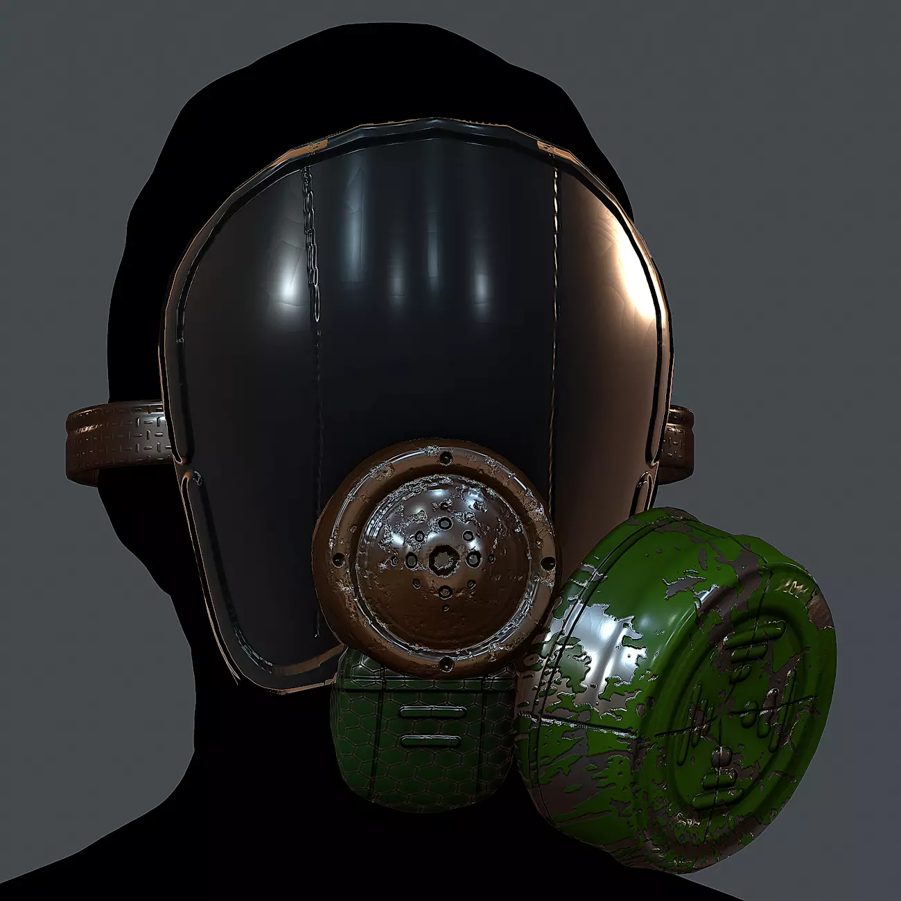 Gas mask helmet 3d model scifi Low-poly  Low-poly 3D model_0