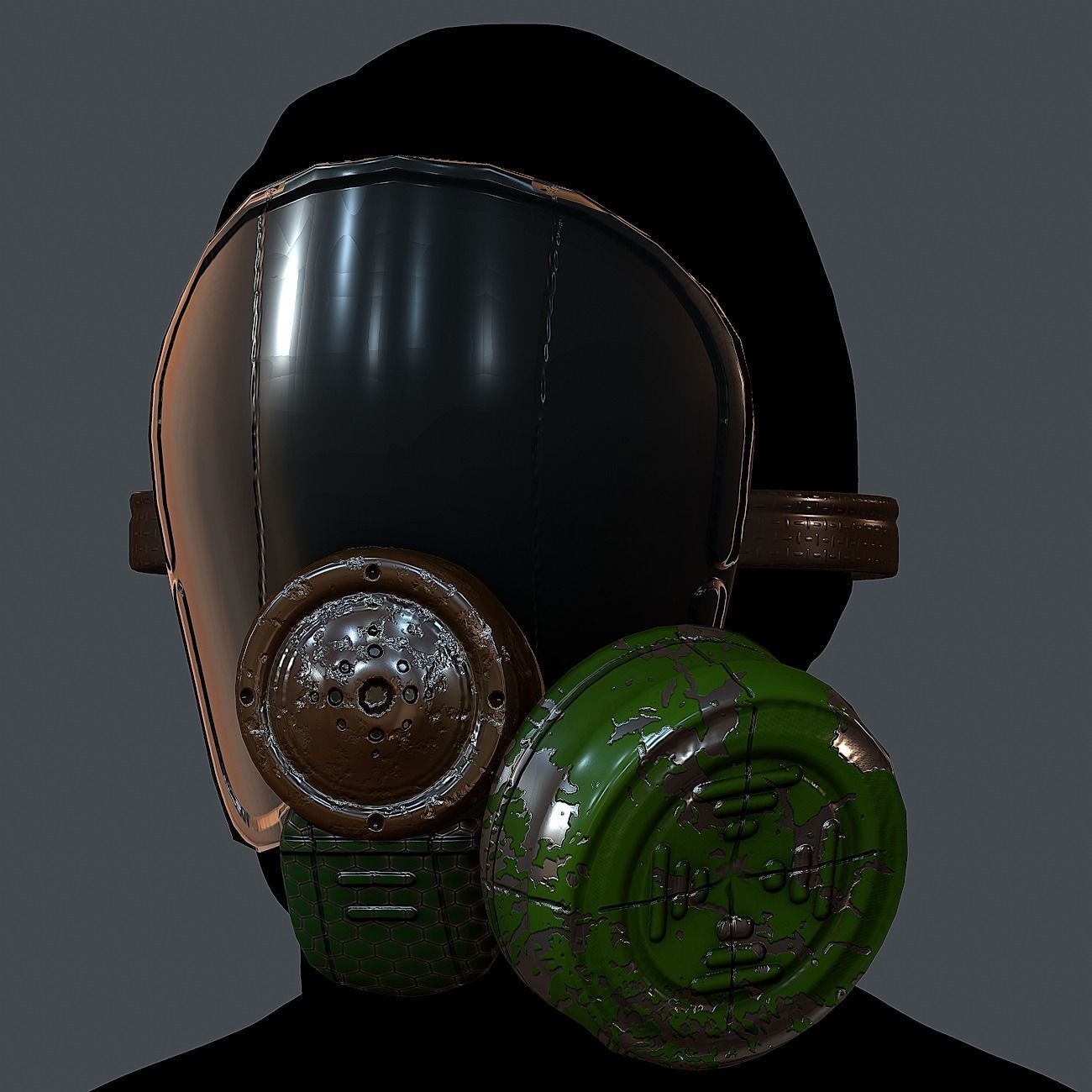 Gas mask helmet 3d model scifi Low-poly  Low-poly 3D model_2