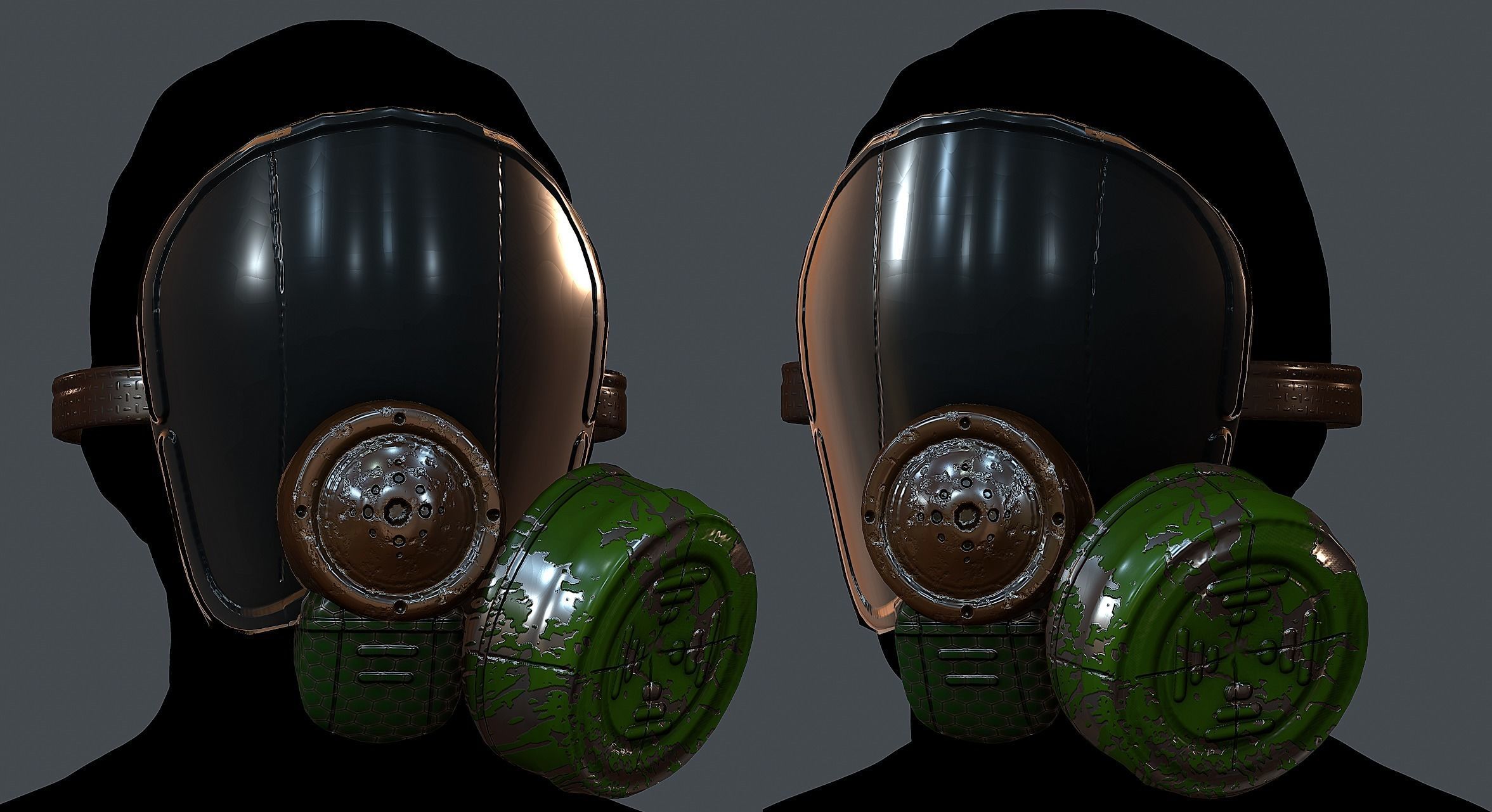 Gas mask helmet 3d model scifi Low-poly  Low-poly 3D model_1