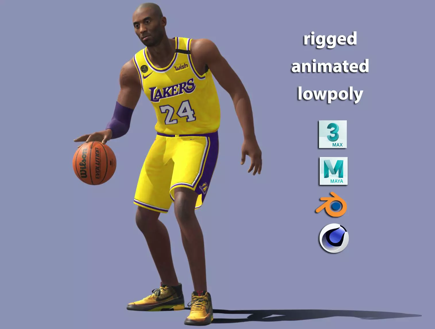 3D Rigged Kobe Bryant NBA Low-poly 3D model_0