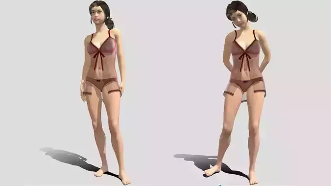 young bikini girl 3D model