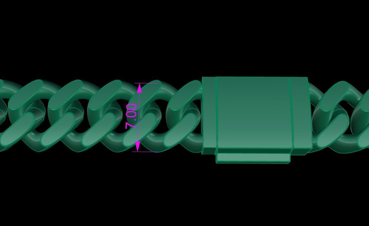 Cuban Chain Bracelet Necklace Link SIZE 7MM Width 3D print model_11