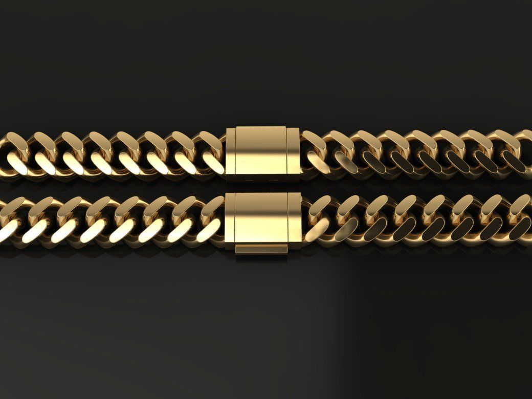 Cuban Chain Bracelet Necklace Link SIZE 7MM Width 3D print model_2