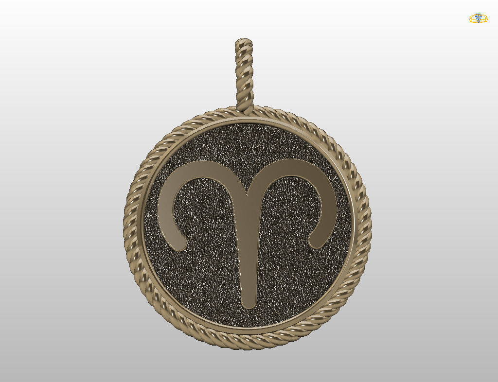 Aries Zodiac Sign Pendant 3D print model_21