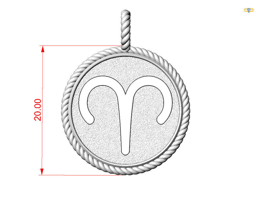 Aries Zodiac Sign Pendant 3D print model_19