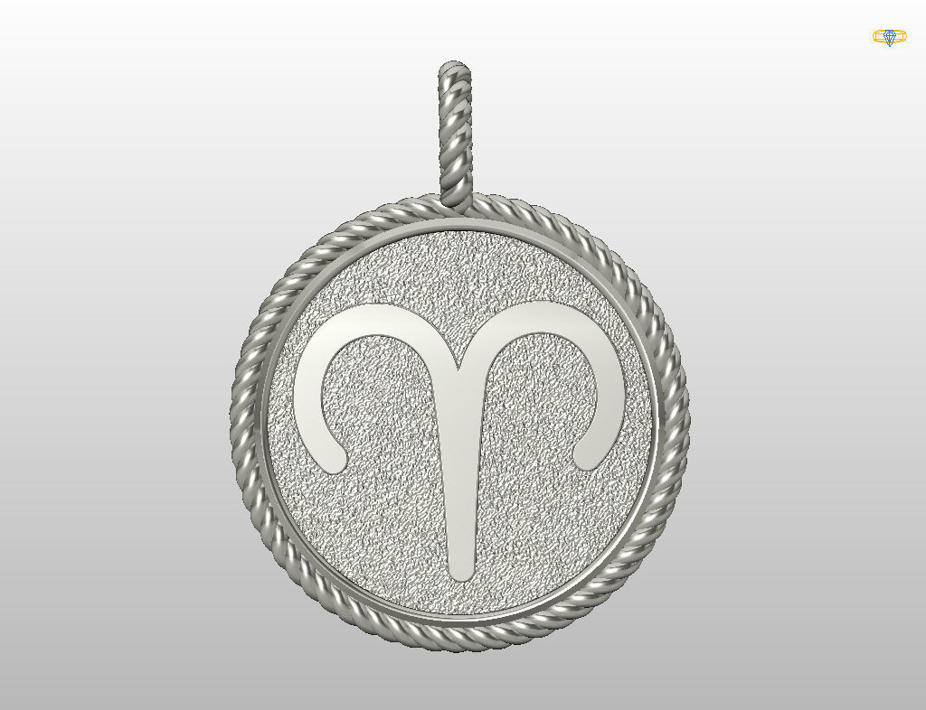 Aries Zodiac Sign Pendant 3D print model_25