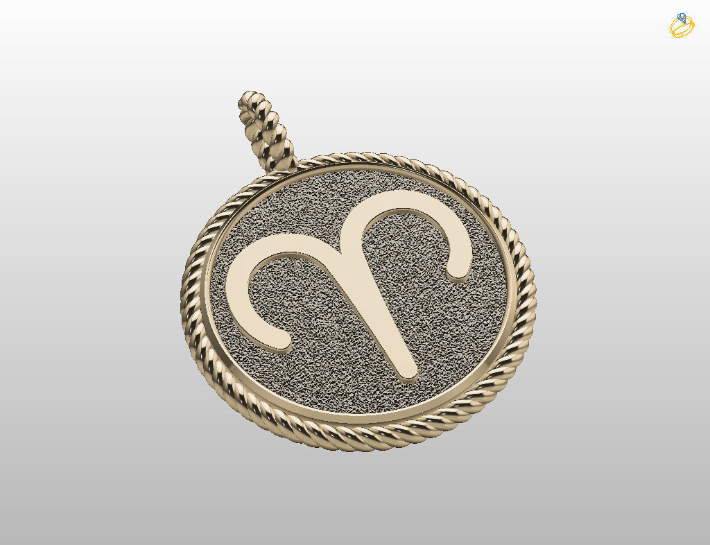 Aries Zodiac Sign Pendant 3D print model_17