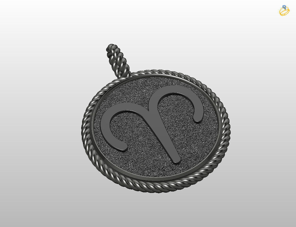 Aries Zodiac Sign Pendant 3D print model_28