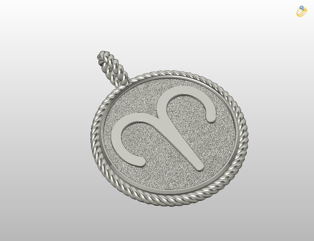 Aries Zodiac Sign Pendant 3D print model_23