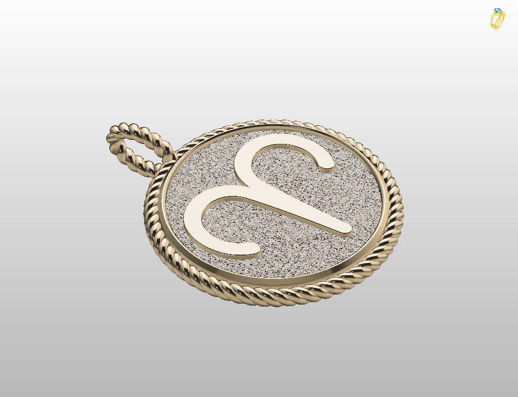 Aries Zodiac Sign Pendant 3D print model_18