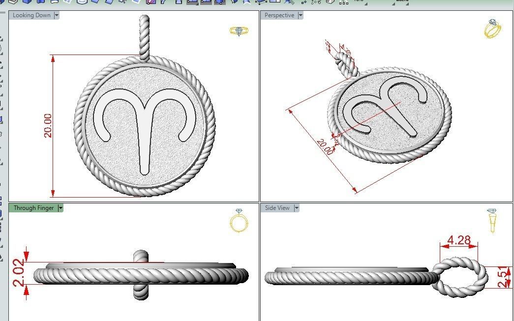 Aries Zodiac Sign Pendant 3D print model_1