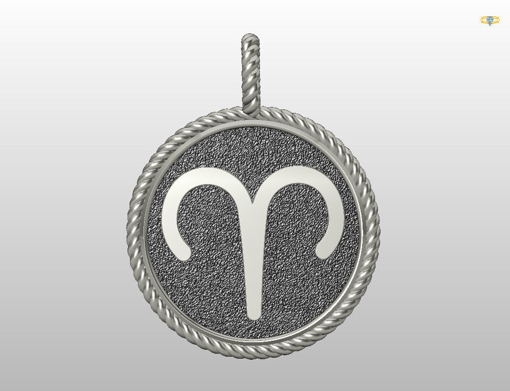Aries Zodiac Sign Pendant 3D print model_26