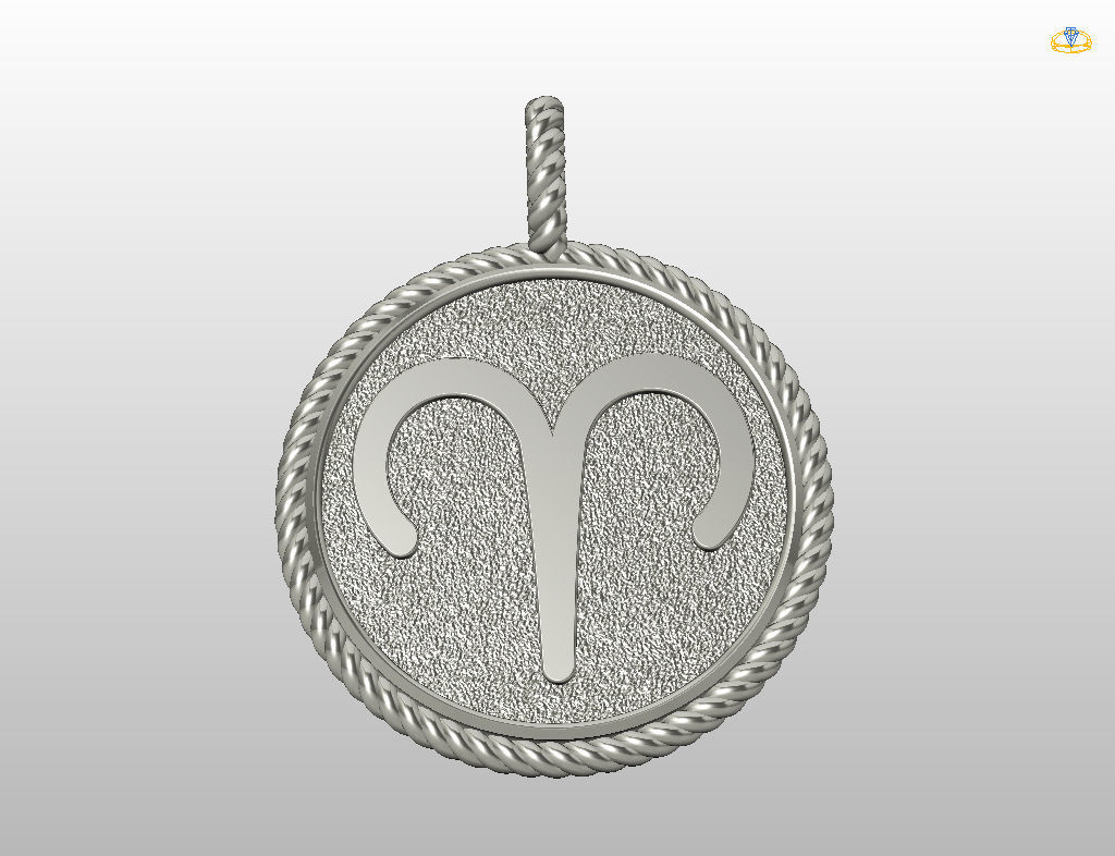 Aries Zodiac Sign Pendant 3D print model_24