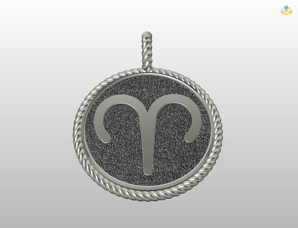 Aries Zodiac Sign Pendant 3D print model_27