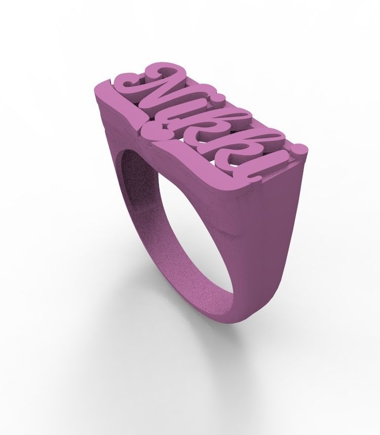 Nikki name ring 3D print model_9