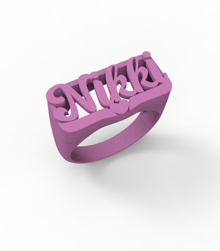 Nikki name ring 3D print model_6