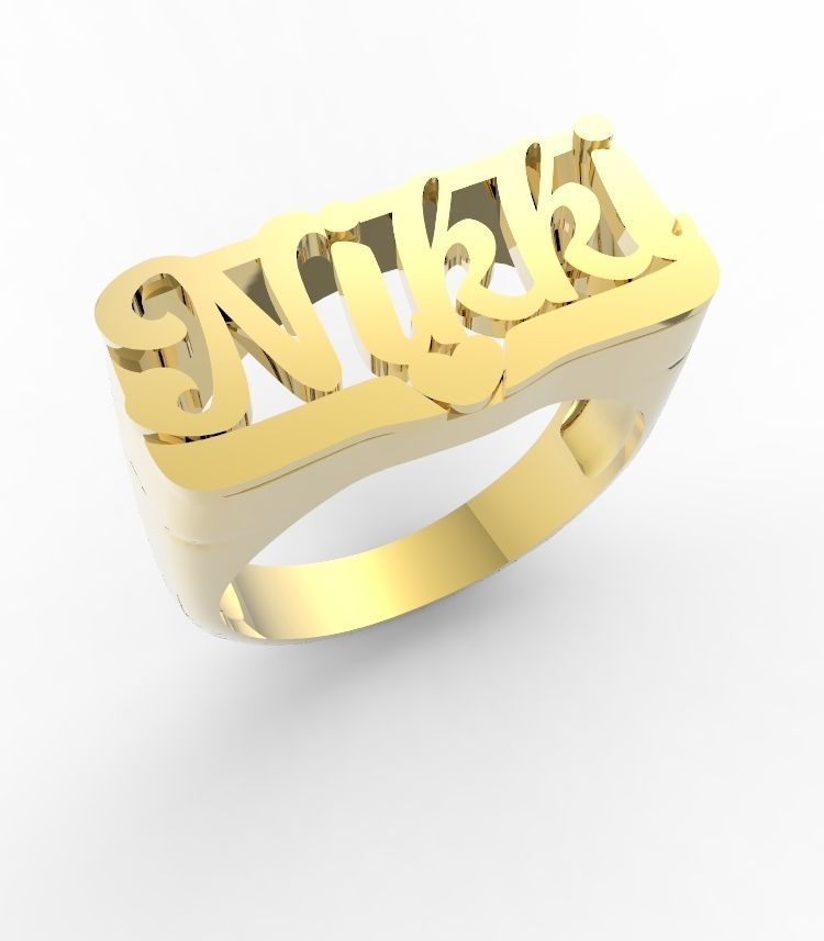Nikki name ring 3D print model_1