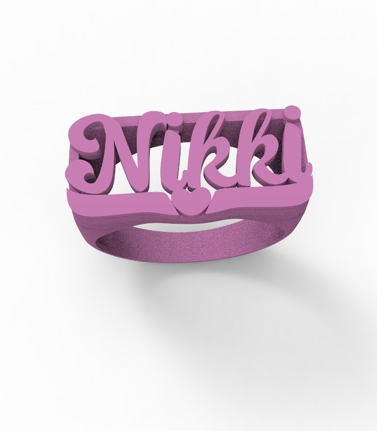 Nikki name ring 3D print model_7