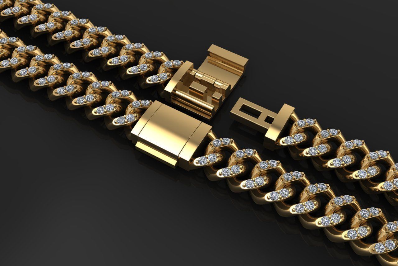 Cuban Diamond Chain Bracelet Necklace Link SIZE 7MM Width 3D print model_2