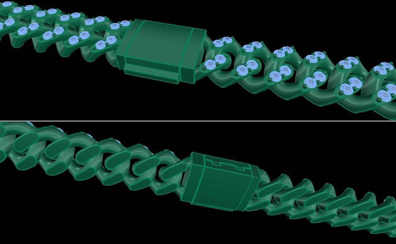Cuban Diamond Chain Bracelet Necklace Link SIZE 7MM Width 3D print model_11