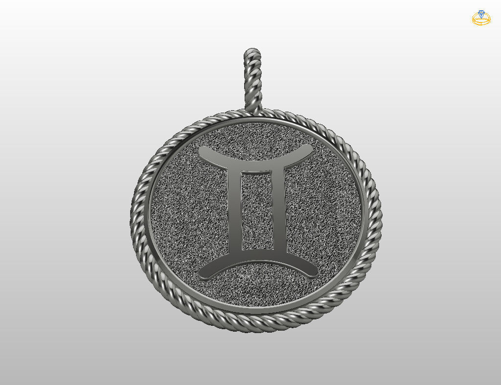 Gemini Zodiac Sign Pendant 3D print model_26