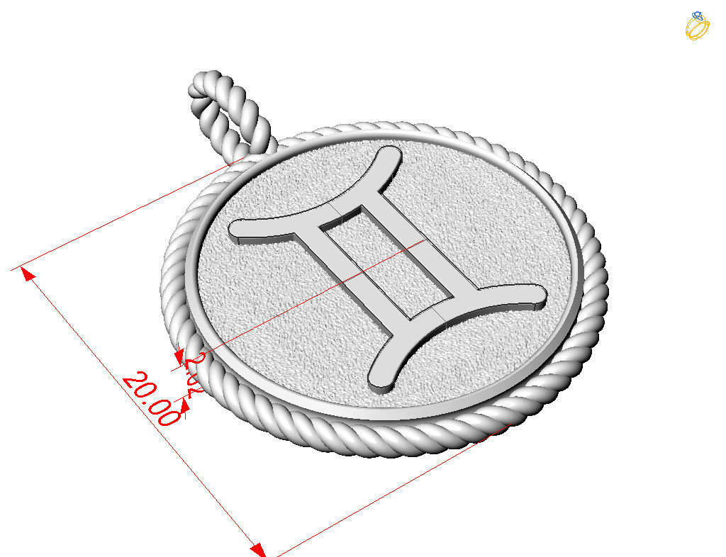 Gemini Zodiac Sign Pendant 3D print model_21