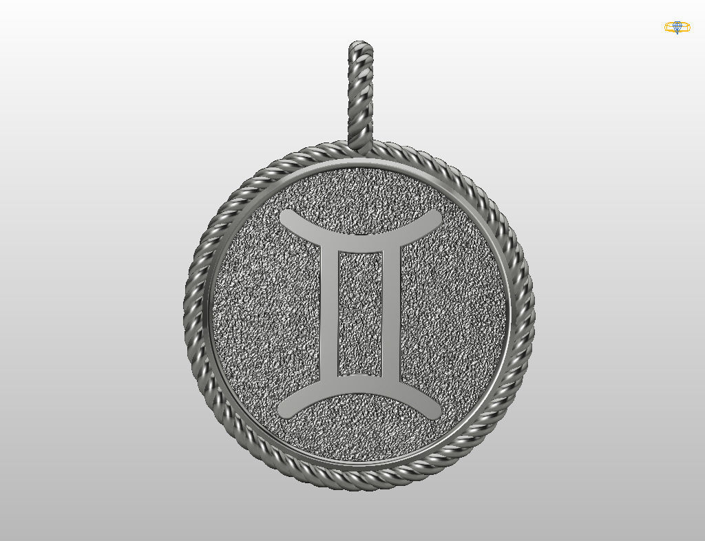 Gemini Zodiac Sign Pendant 3D print model_25