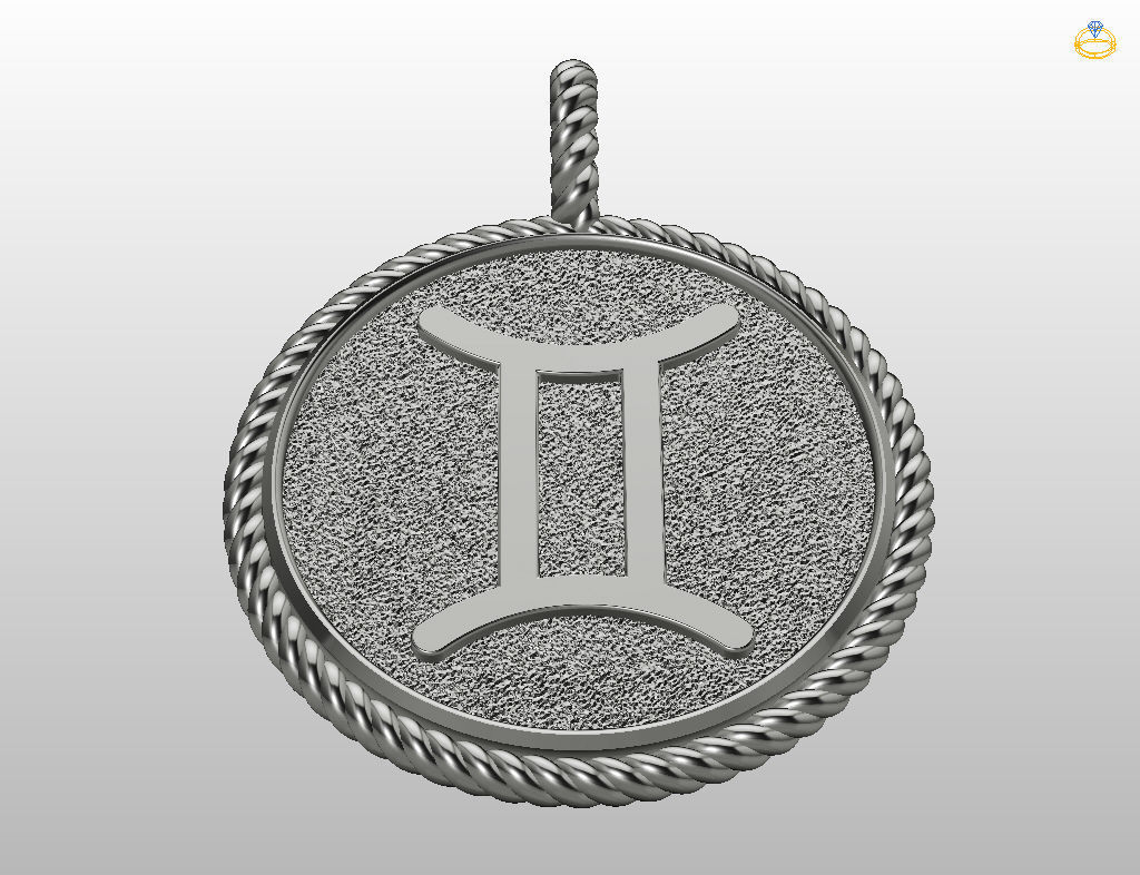 Gemini Zodiac Sign Pendant 3D print model_29