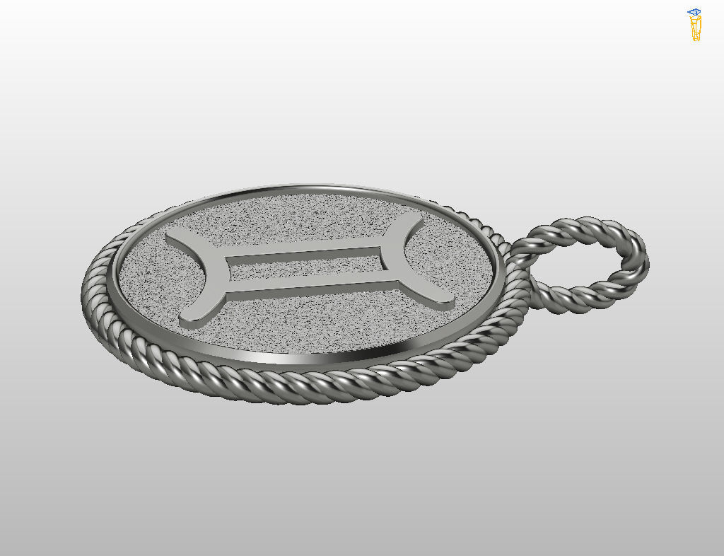 Gemini Zodiac Sign Pendant 3D print model_28