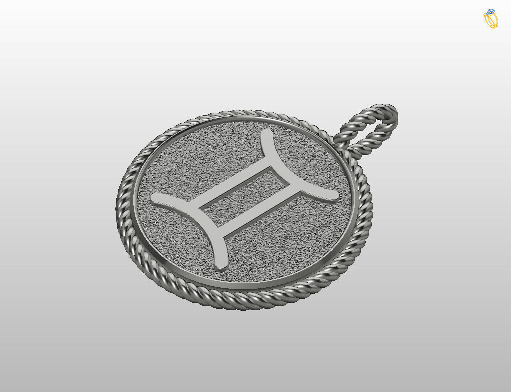 Gemini Zodiac Sign Pendant 3D print model_9
