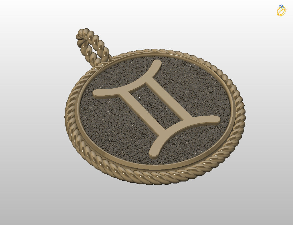 Gemini Zodiac Sign Pendant 3D print model_22