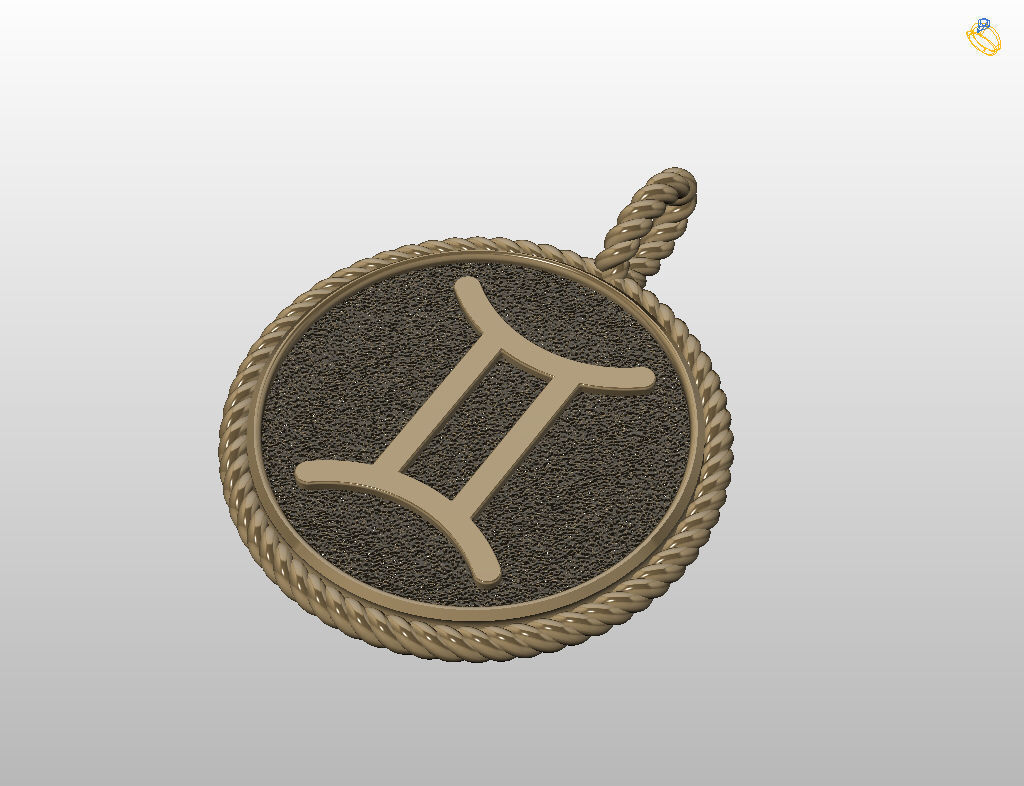 Gemini Zodiac Sign Pendant 3D print model_23