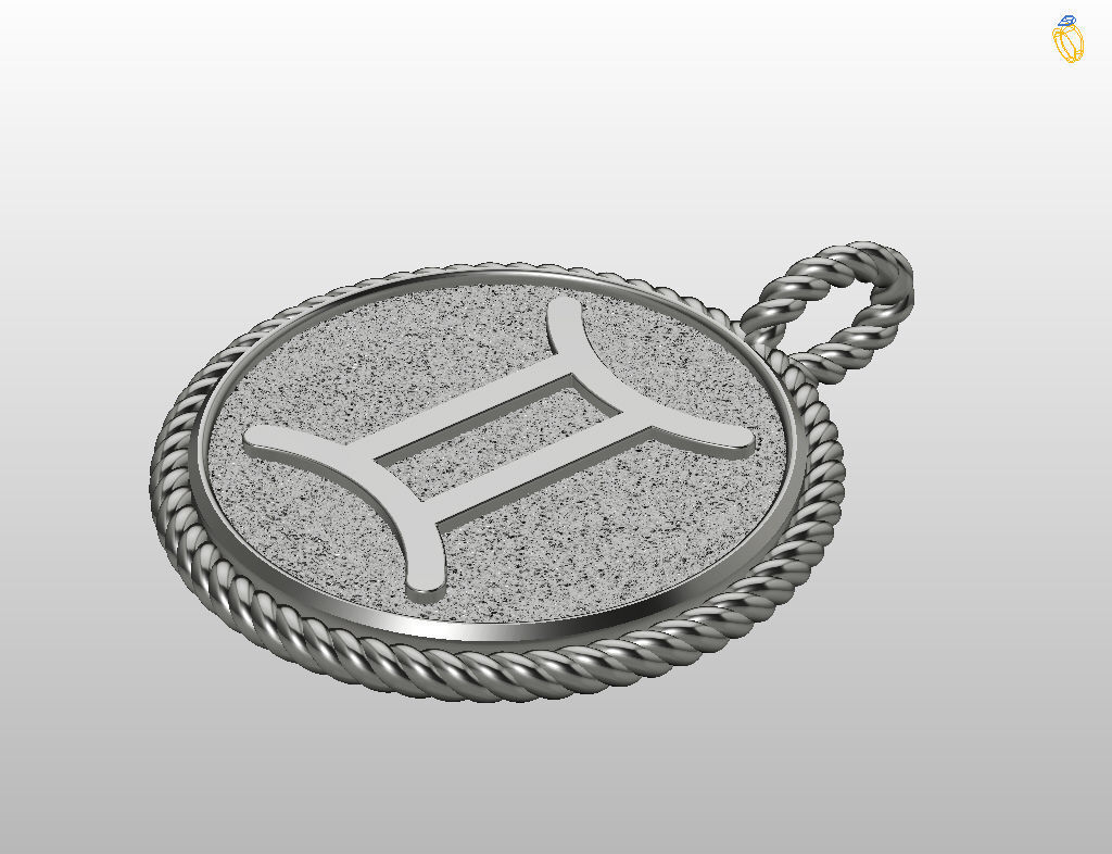 Gemini Zodiac Sign Pendant 3D print model_27