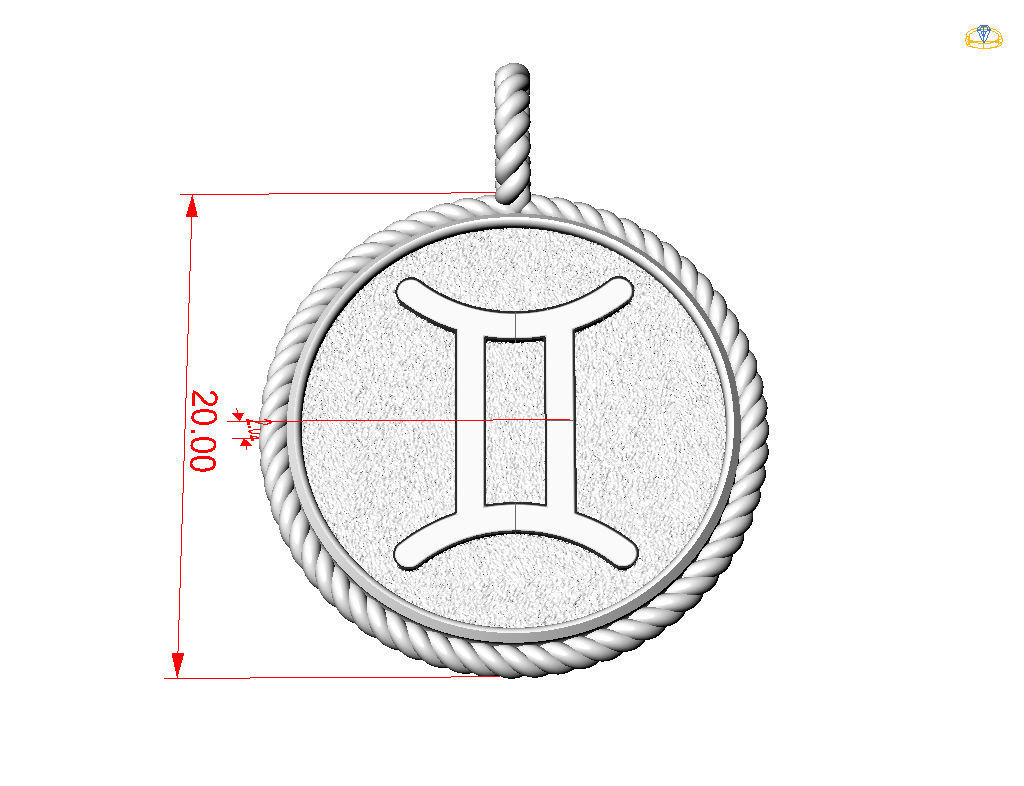 Gemini Zodiac Sign Pendant 3D print model_20