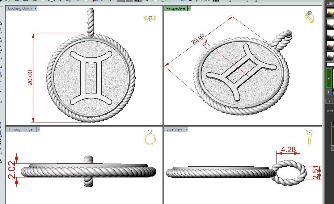Gemini Zodiac Sign Pendant 3D print model_1