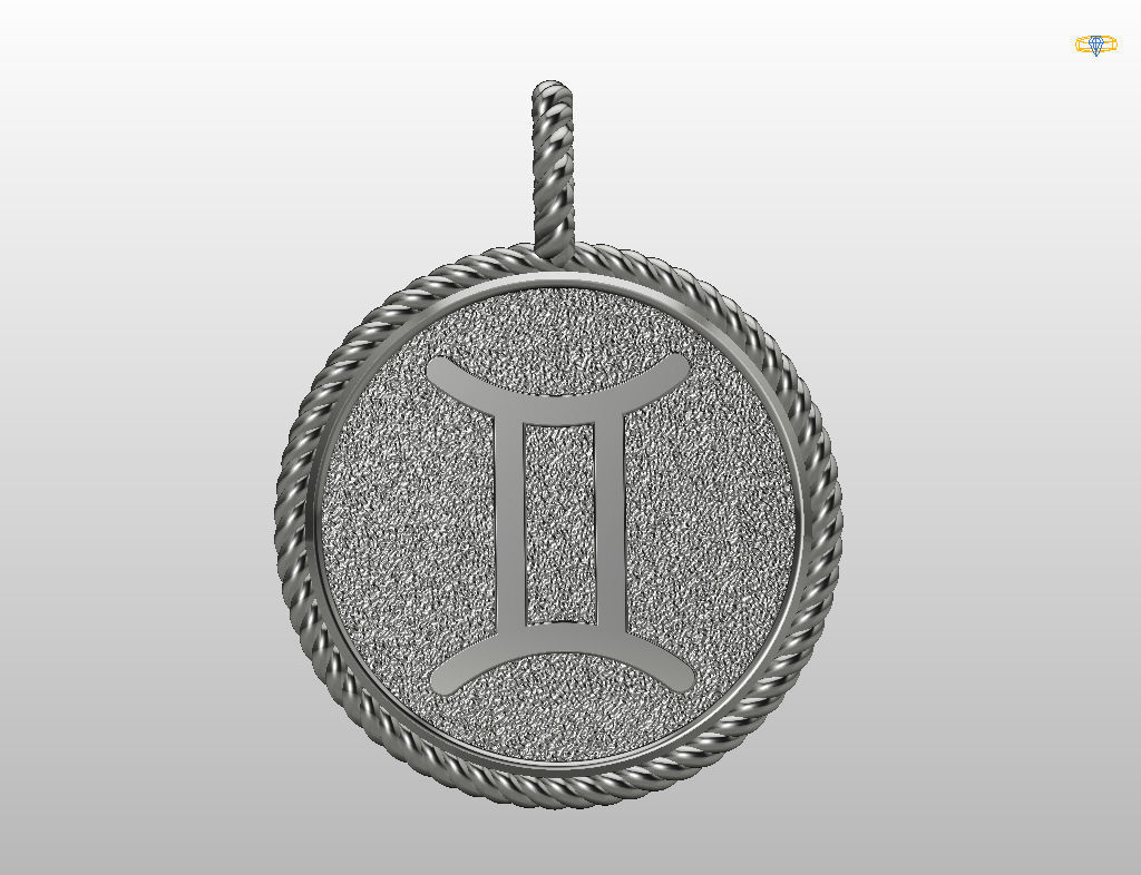 Gemini Zodiac Sign Pendant 3D print model_30
