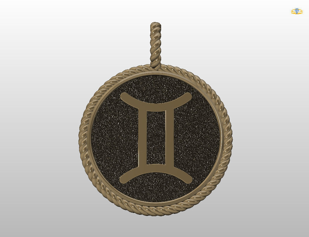 Gemini Zodiac Sign Pendant 3D print model_5