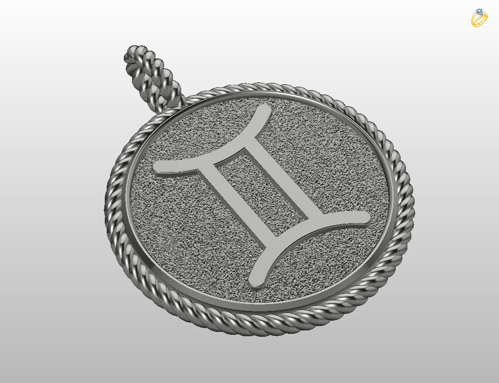 Gemini Zodiac Sign Pendant 3D print model_24